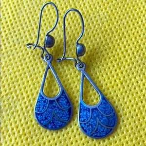 Crushed Turquoise sterling silver Mexico  earrings